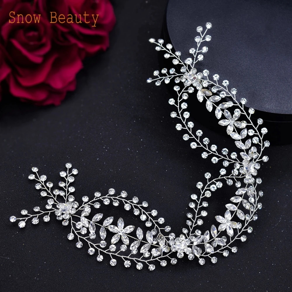 DZ049 Accessori per capelli da sposa in argento Gioielli per feste Fiore Copricapo da donna Tiara Fasce di cristallo Fascia per capelli principessa bohémien