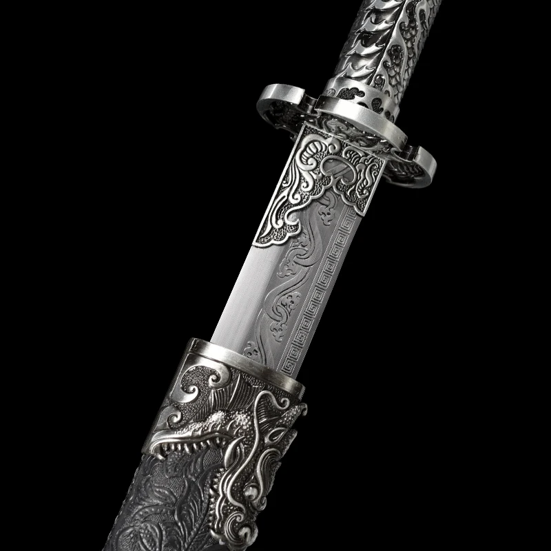 Chinese Tang Swords 1060 Steel Blade Engraved With Dragon Real Handmade Full Tang Metal Tsuka Iaito Ready Training Weapon Catana