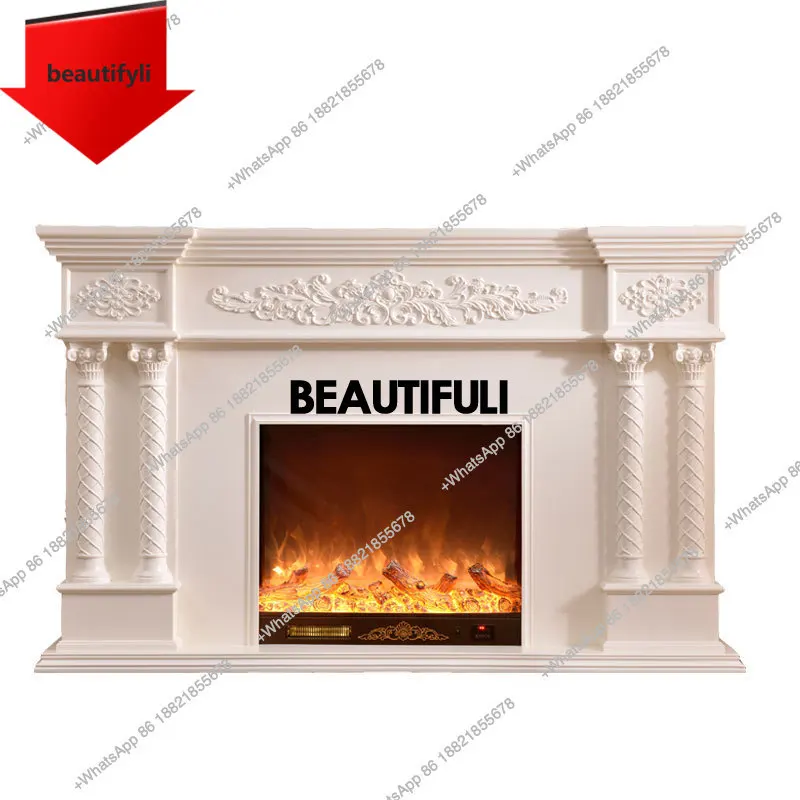 X188 1.8 meters European fireplace white decorative  TV cabinet solid wood mantel led simulated fire remote control electric