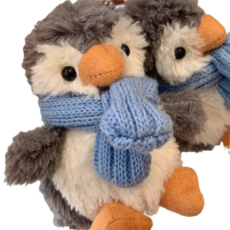 Jellycat-bufanda nueva con colgante de pingüino de maní, llavero de muñeco de peluche, regalo de cumpleaños y vacaciones, juguete de peluche, decoración bonita con etiqueta