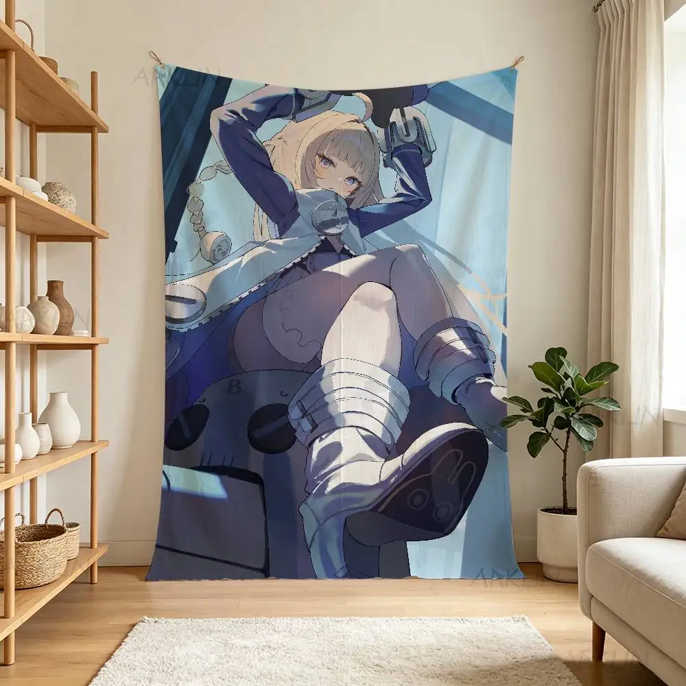 Anime Girl Norma Hollowell ZZZ Game Tapestry, Blonde Short Hair Purple Eyes Character Wall Hanging, Game Character Decoration