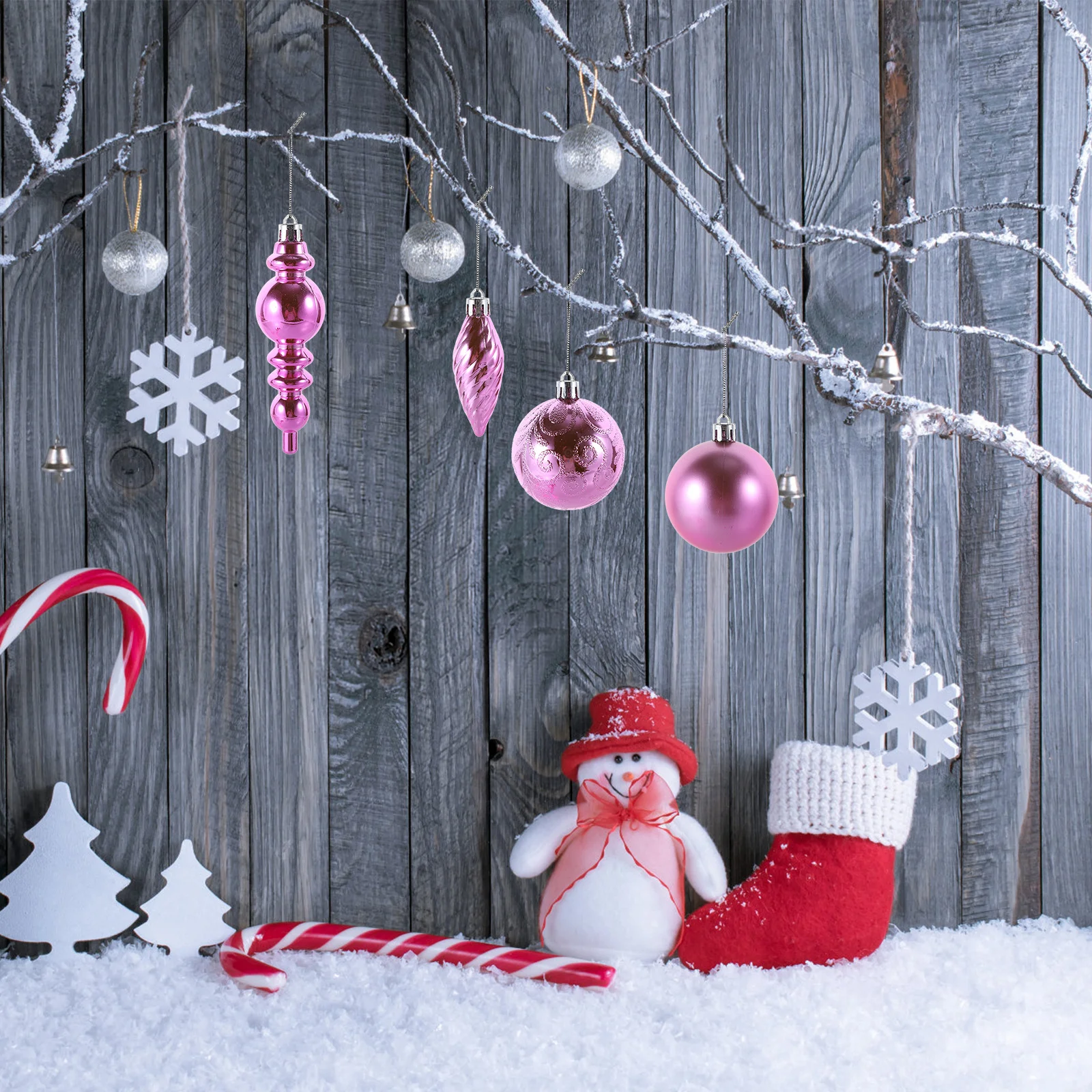 

30Pcs Christmas Tree Ball Ornaments Xmas Hanging Decorations Safe Plastic Material Party Wedding Anniversary Decor