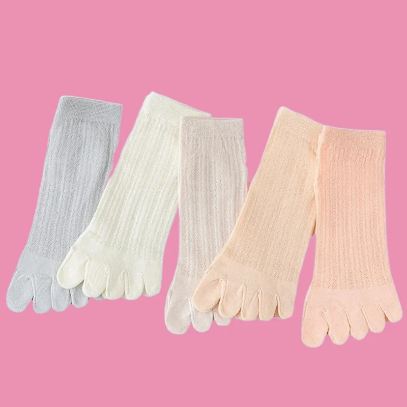 

5/10 Pairs New High Quality Breathable Sweat-Absorbent Ladies Short Cotton Socks Summer Thin Hollow Mesh Split Toe Socks