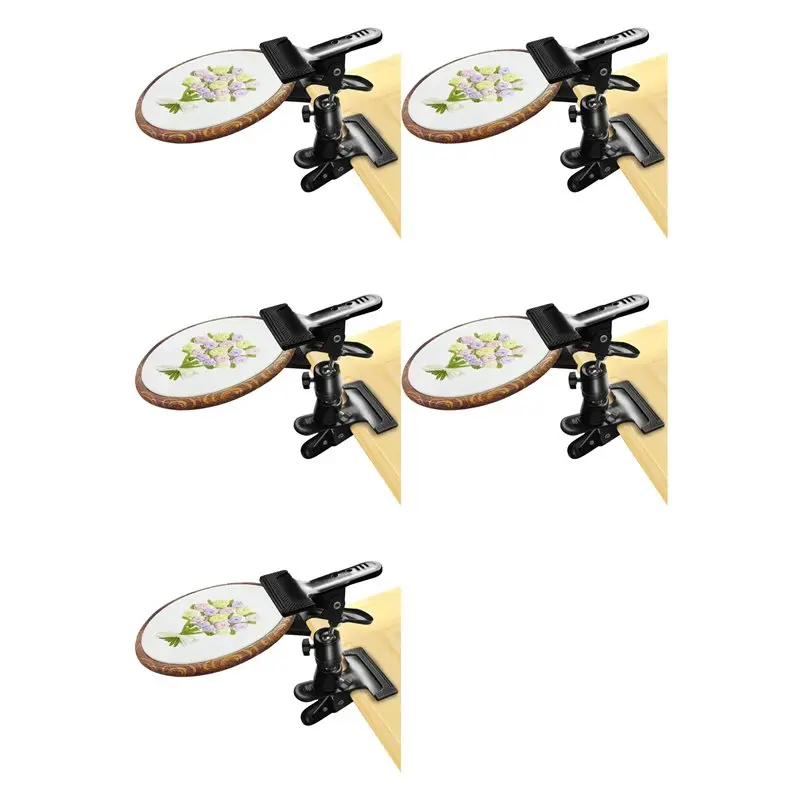 A02M-5X Metal Embroidery Hoop Holder - 360° Rotated Adjustable Table Clamp Stand Clip,Tabletop Craft Clamp For DIY