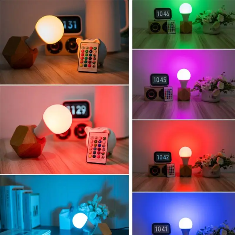 AB46-Color Changing Light Bulb With Remote  16 Color Multicolor RGB Flood Light 15W E27 Dimmable LED Light Bulb With Memory Func