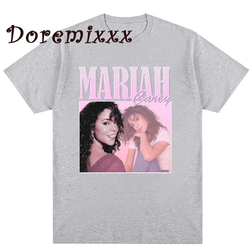 Retro T-shirt Hip Hop Singer Mariah Carey T Shirt Vintage Singer Graphic Tshirt Oversized Cotton Short Sleeve Tshirts Streetwear