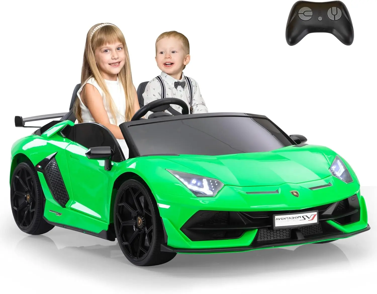 2-miejscowy samochód elektryczny dla dzieci 24 V, szybki, 13 km/h, samochód sportowy do driftu z siedzeniami ze skóry PU i regulowanym pasem bezpieczeństwa, 2