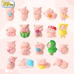 19 Pcs Miniature PVC Pig Figurines Toys Figure Animal Toys Set