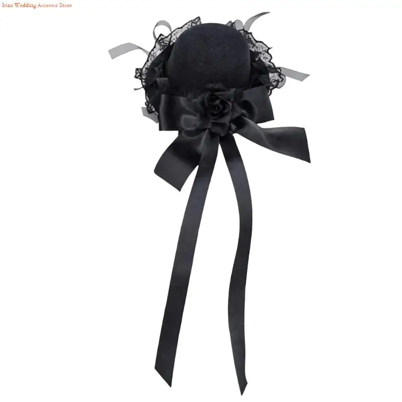 G92D Elegant Punk Hair Clip Headpiece With Lace Rose Hair Clip For Women Girl Cosplay Party Costume Photography Accessories