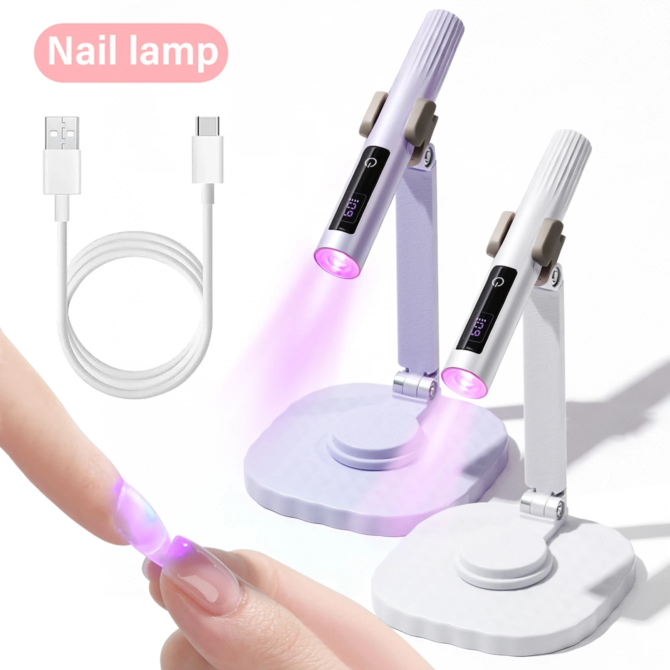 Professional UV LED Nail Lamp Set Dryer Touch Lamp Rechargeable With Stand UV Light Drying Nails Gel Polish Lamps Cure Tools