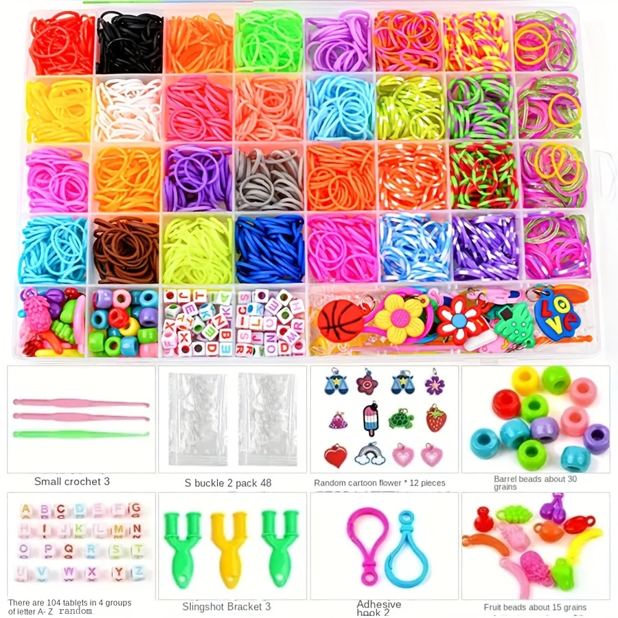 

4200pcs DIY Beading Kit Colorful Rubber Band Accessories for Making Bracelets, Bangles, and Other Crafts