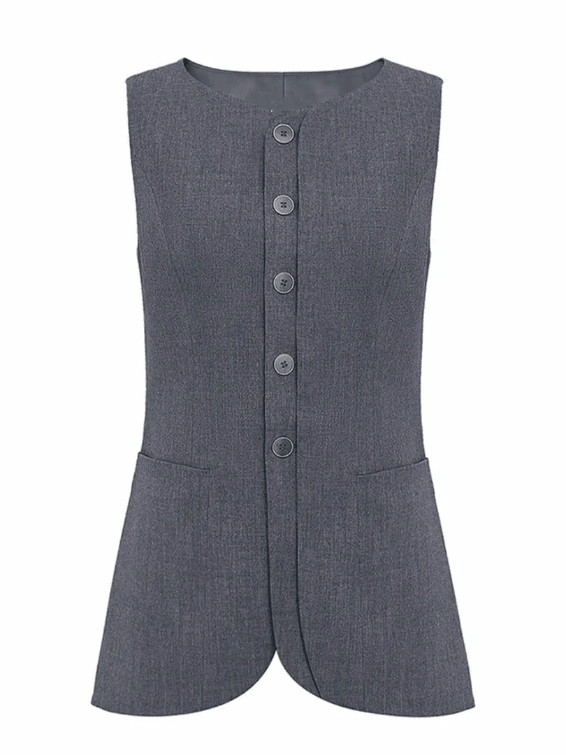 سترة نسائية أنيقة بدون أكمام للربيع والخريف، تصميم جديد أنيق، قماش متنفس من ألياف البوليستر، ملابس كاجوال