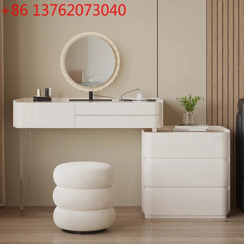 Modern Cream Style baking paint Toiletries Makeup vanity illuminated makeup dressing table dressers desk with mirror Dresser