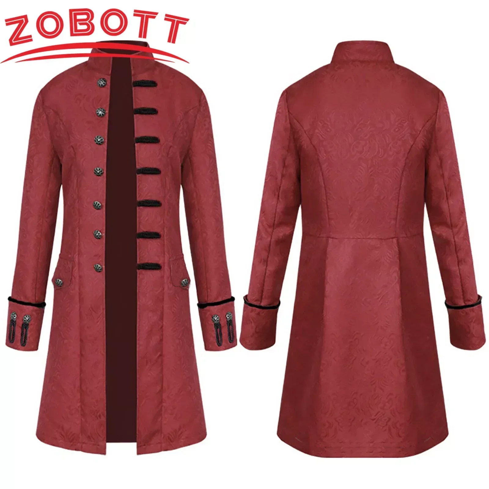 رجل القوطية Steampunk فستان معطف خمر القرون الوسطى الفيكتوري زي يرتدى عصر النهضة سترة أزرار خندق معطف أبلى