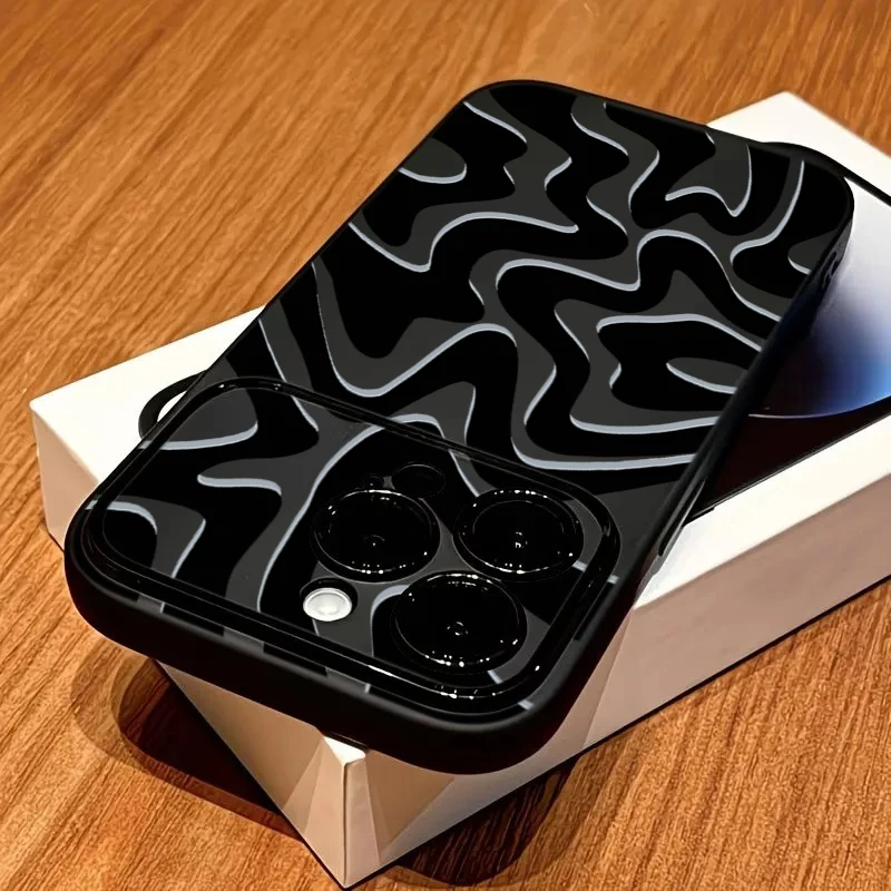 Black Water Ripple Phone Case For IPhone 17 16 15 14 13 12 11Pro Max Plus Shockproof Bumper Cover For Iphone X XS XR Cases Funda