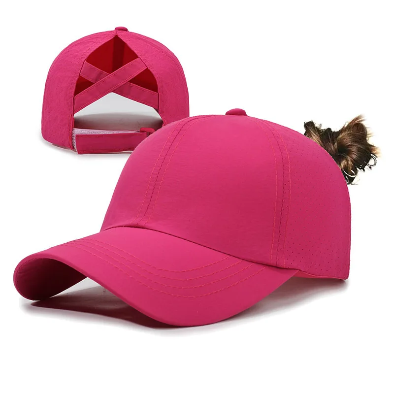 Neue Sommer-Baseballkappe für Damen mit Kreuzband für Pferdeschwanz, Leichte Schnelltrocknende Atmungsaktive Sonnenhut – Detail 9