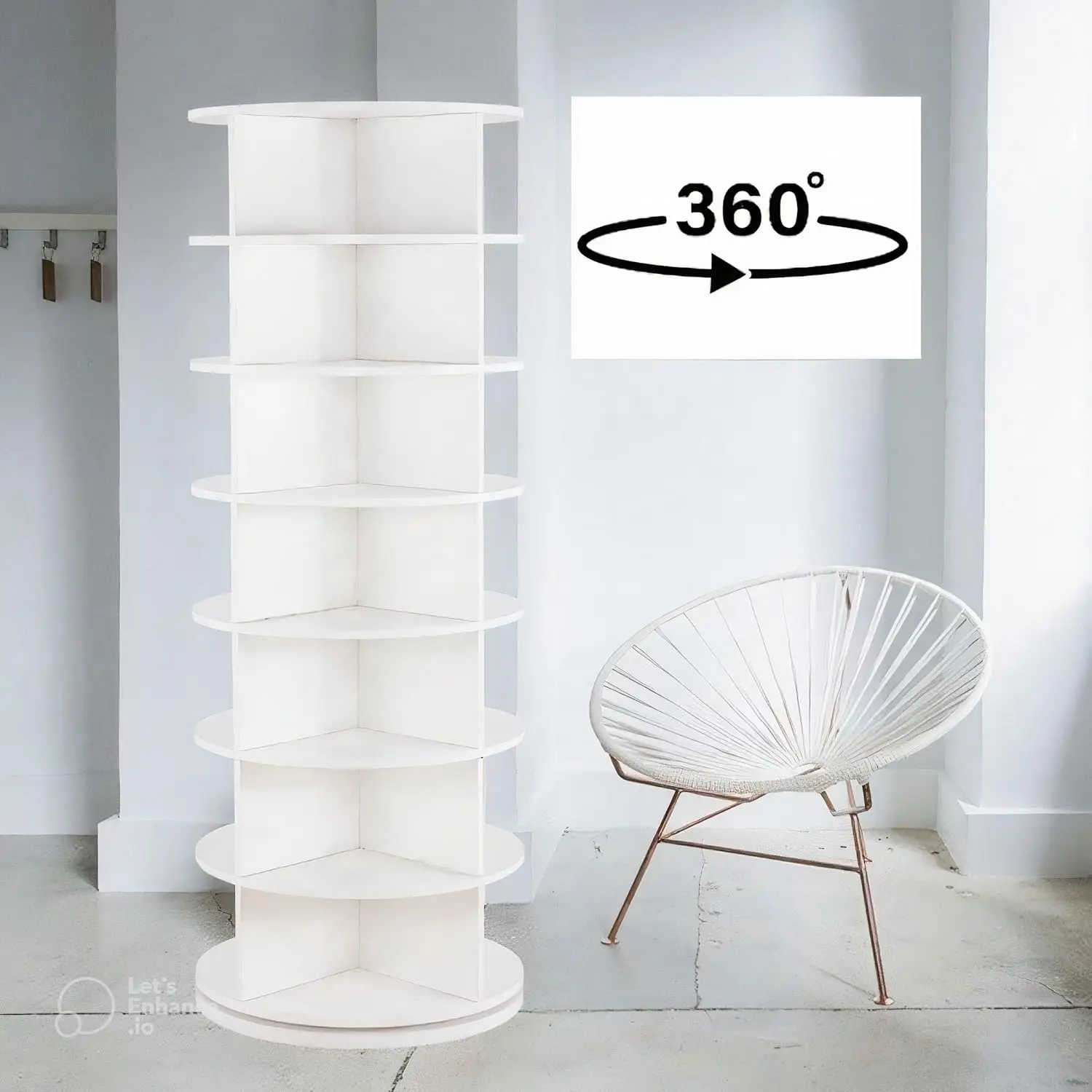 Original Rotating Shoe Rack Tower, original 7-tier hold over 35 pairs of shoes, Spinning Shoe Display Lazy Susan