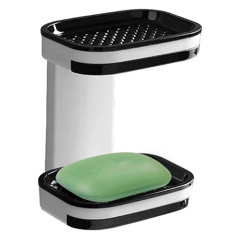 Bar Soap Holder Wall-Mount Bar Soap Rack Sponge Holder Self-Draining Soap Saver Tray For Shower Bathroom Kitchen Sink