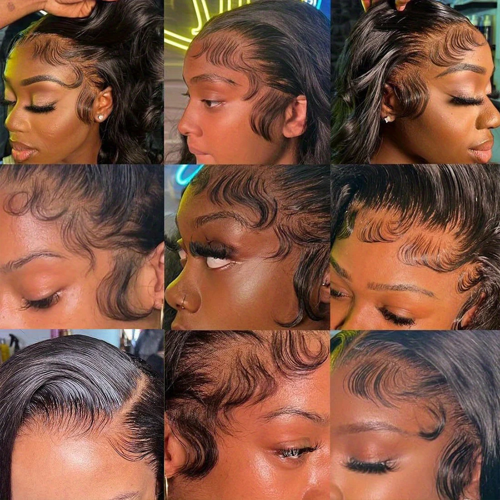 42 بوصة 13x4 قبل قطعها مع شعر الطفل للنساء طبيعي أسود الجسم موجة 5x5 4x4 13X6 HD الدانتيل شعر مستعار أمامي شعر الإنسان 42 بوصة