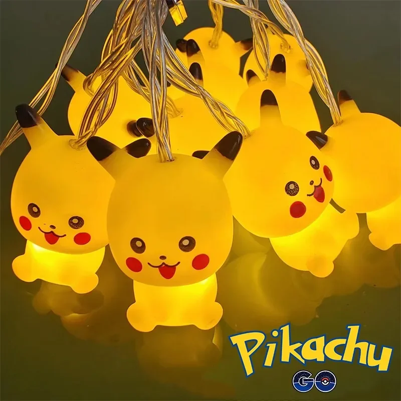 Pikachu Night Light Pendant Doll Led Strip Lights Anime Christmas Tree Decoration Toys Home Children Bedroom Cute Cartoon Lamp