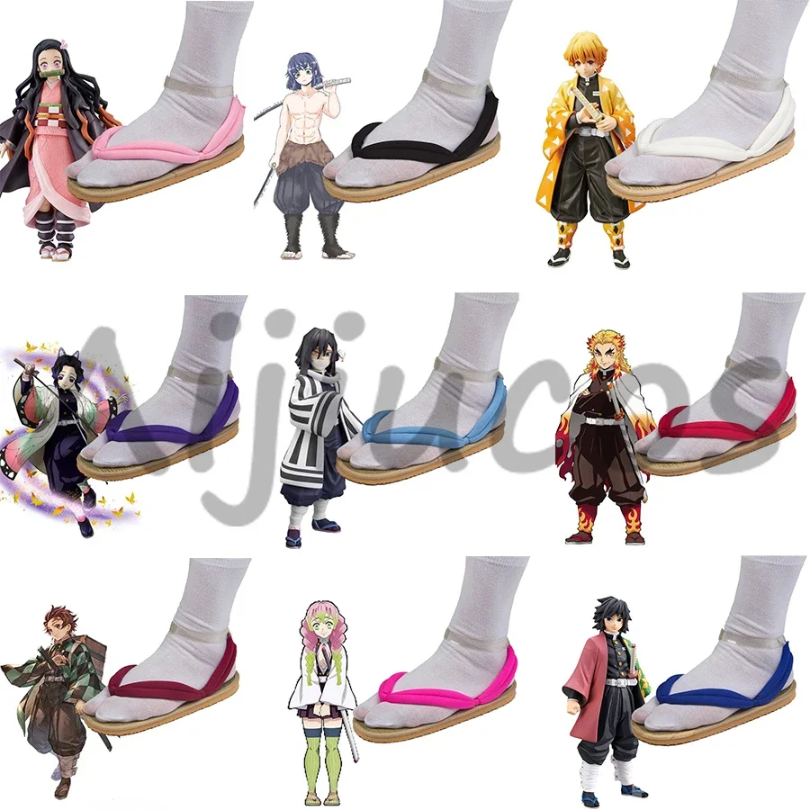 Anime Demon Slayer Kamado Nezuko Tanjirou Kochou Shinobu Zenitsu Cosplay Shoes Halloween Party Sandals Slippers For Unisex