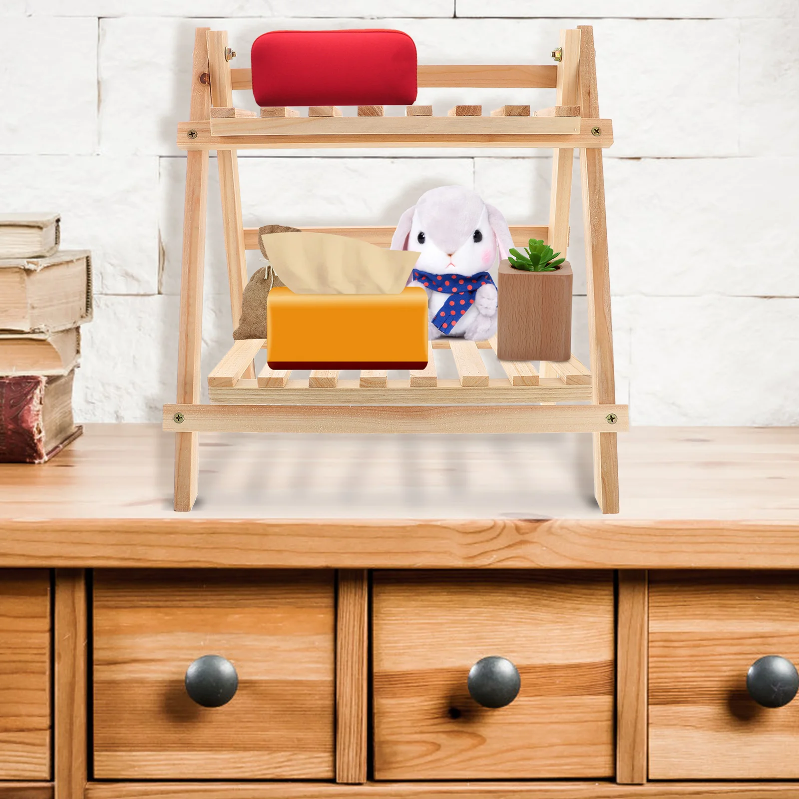 

Деревянный стол, ганайзер, 2-уровневая полка для хранения, книжная полка, простой дизайн, подарок на новоселье, широкое применение, рабочий стол