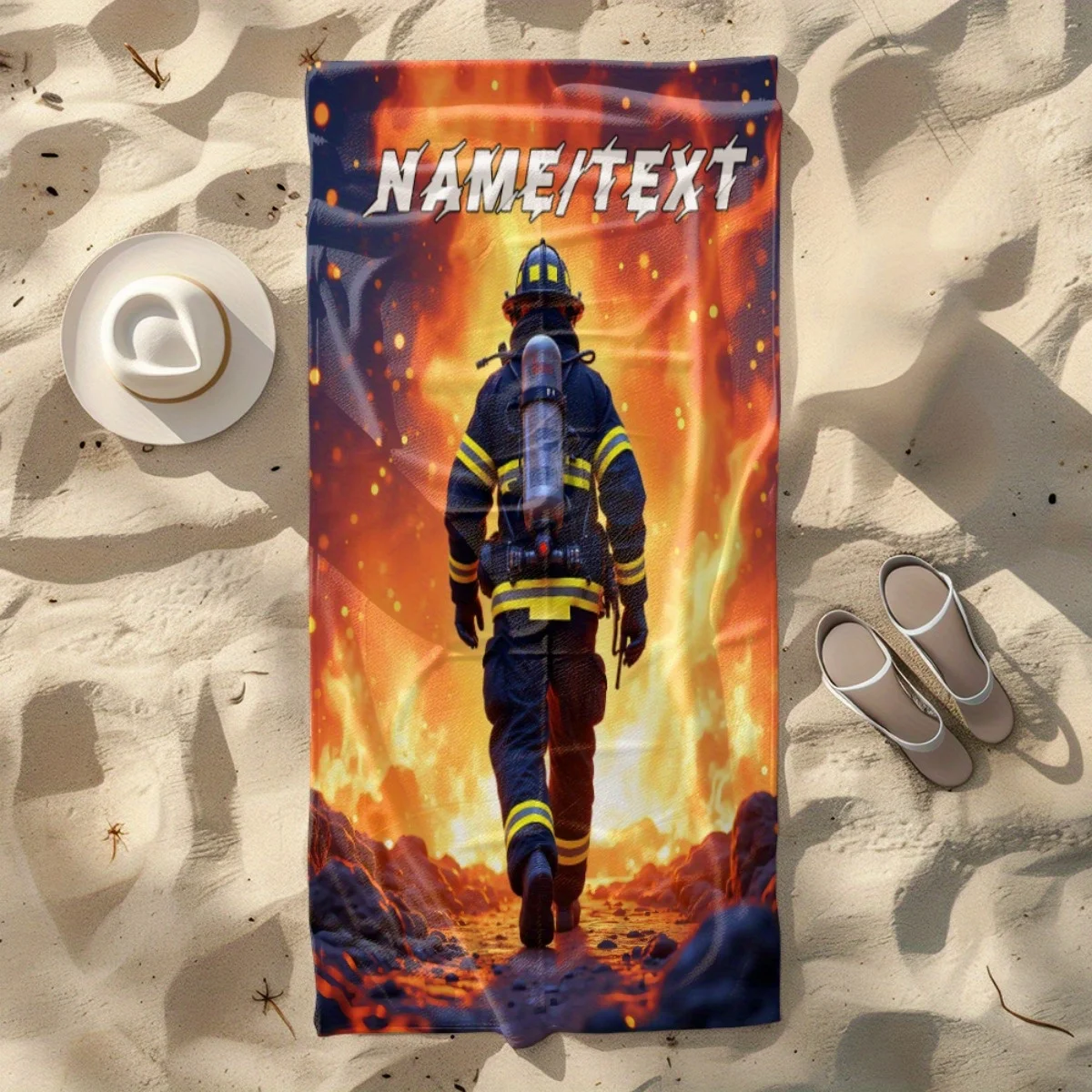 

Custom Firefighter Beach Towel Personalized Name Hero Microfiber Bath Towel 160x80cm Soft Quick Dry Pool
