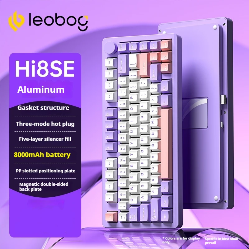 Leobog Hi8se Aluminium Alloy Mechanical Keyboard Game Office 8000mah Rgb Light Three Mode 82keys Multi-Function Knob