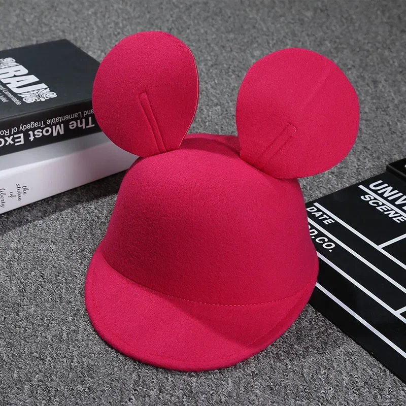 Disney Big Ears Fedoras For Women Fashion Classic Solid Color Cute Mickey Minnie Baseball Cap Girls Cartoon Unisex Headgear Kids