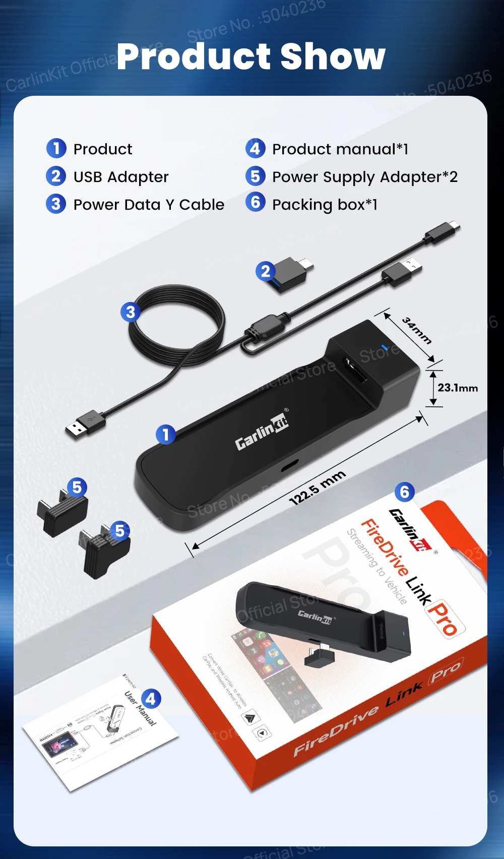 CarlinKit FireDrive Link Pro 3-in-1-Wireless-Adapter Wireless Android Auto CarPlay HDMI für Fire TV Stick Lite/Max/HD Play Video – Detail 13