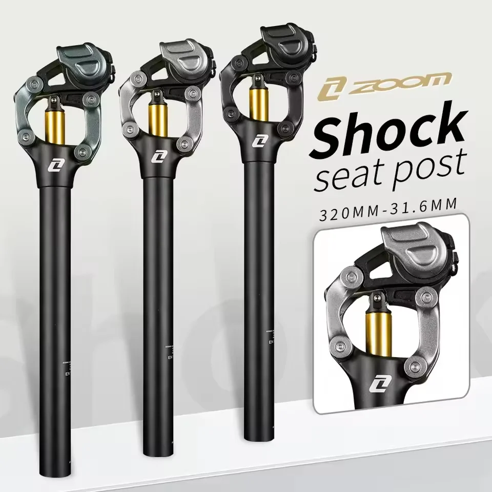 Tija de sillín con suspensión hidráulica ZOOM MTB 30,9/31,6 mm - Viaje de 60 mm, 6061 Al. Aleación, ajuste rápido para bicicletas de montaña/híbridas ​