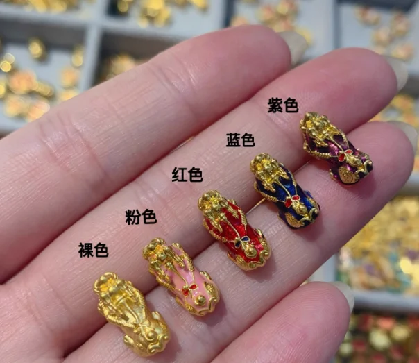 

999 real gold pixiu paint charms gold fine gold jewelry accessories about 0.23g/pc