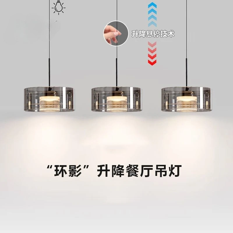 Italian Minimalist Restaurant Pendant Light High-end Feel Island Platform Modern Light Luxury Glass