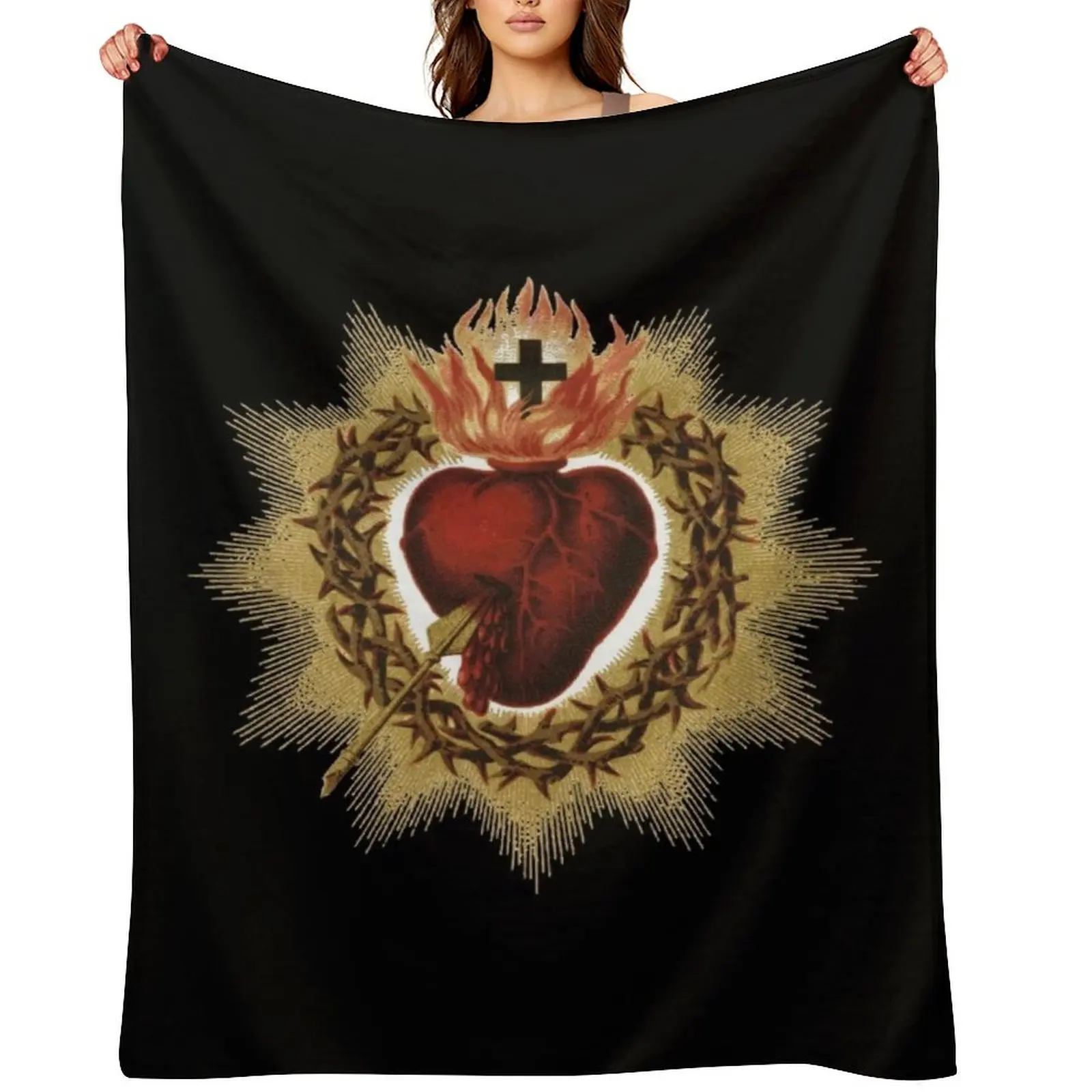 

Sacred Heart of Jesus Catholic Throw Blanket manga Furrys Blankets For Baby Custom Blankets