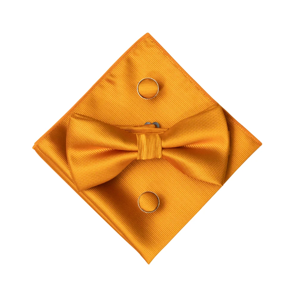 EASTEPIC Karamellfarbenes Fliege-Set mit Twill-Einstecktuch und hochwertigen Manschettenknöpfen – Klassisches Accessoire für Herren in Unifarbe – Geburtstagsgeschenk – Detail 13