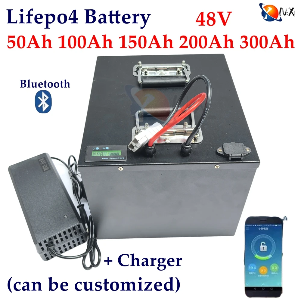 

YNX 48V 50Ah 100Ah 150Ah 200Ah 300Ah Lifepo4 Lithium Battery pack bluetooth Parellel for Solar system 3000W 5000W 6000W Inverter