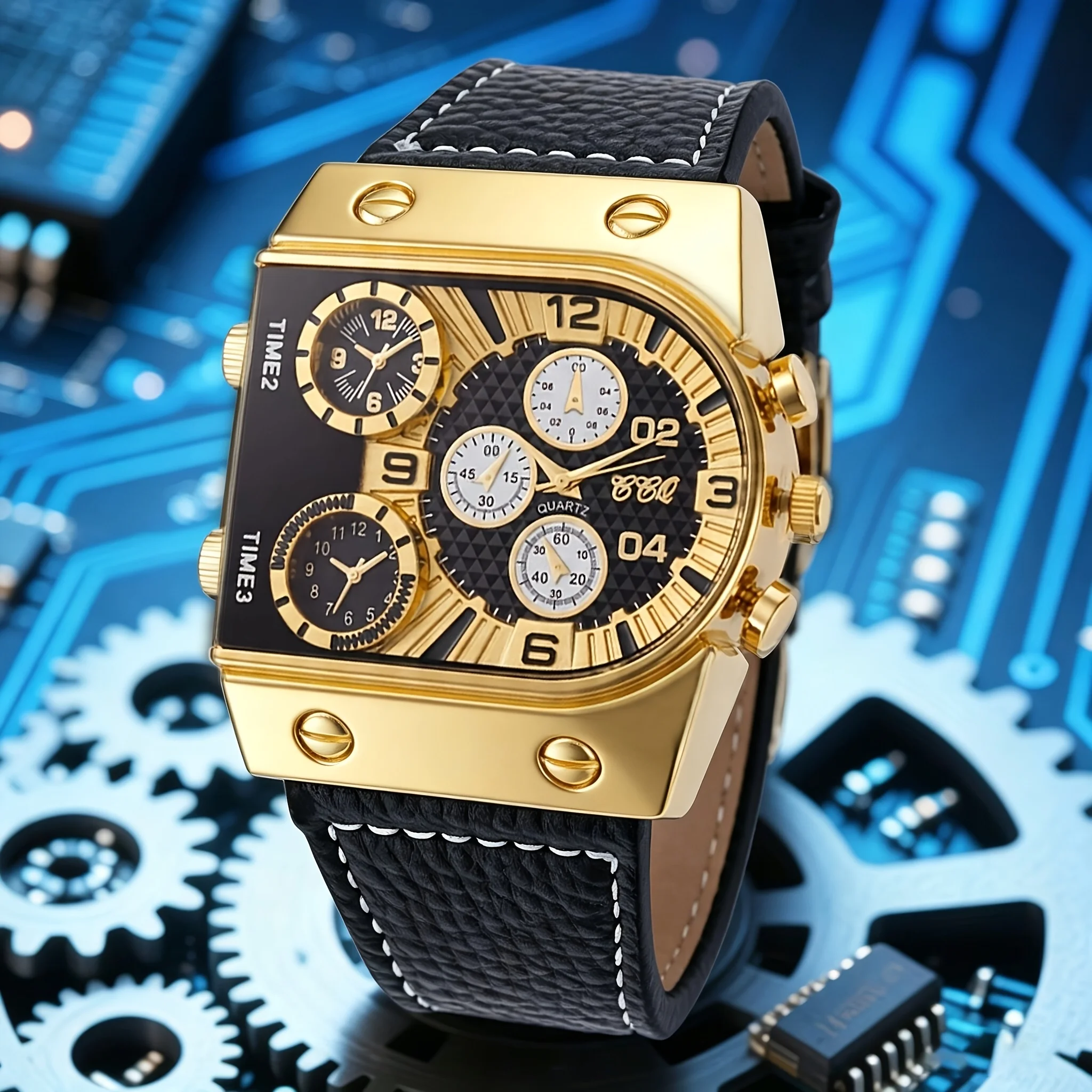 Fashion Retro Men's Wristwatch, Unique Large Dial, Casual PU Leather Strap, Business Casual Men's Wrist