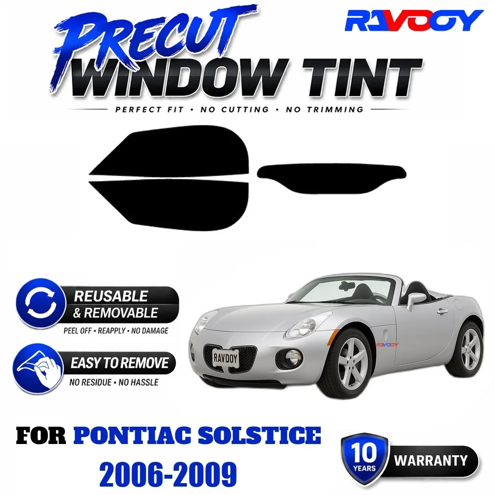 Película de Protección Solar Precortada RAVOOY, Película EPU Reutilizable y Removible, Ajuste Personalizado para Pontiac Solstice 2006-2009, Protección UV y Contra el Calor