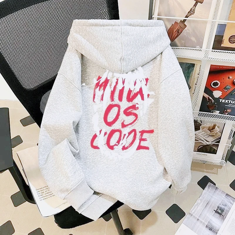 

Back Red Letter Hooded Sweatshirt, Versatile for Autumn and Winter Casual Fabric Comfortable and Soft Top Hooded Sweatshirt