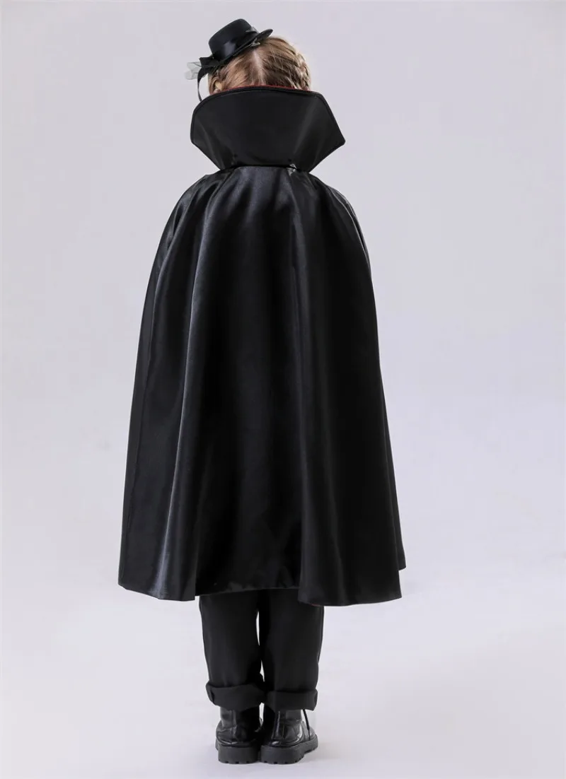 أزياء الحفلات التنكرية للأطفال - أزياء الهالوين على الوجهين لمصاصي الدماء الأمير - أحمر-أسود لطيف مخيف للأطفال لمرحلة الأداء