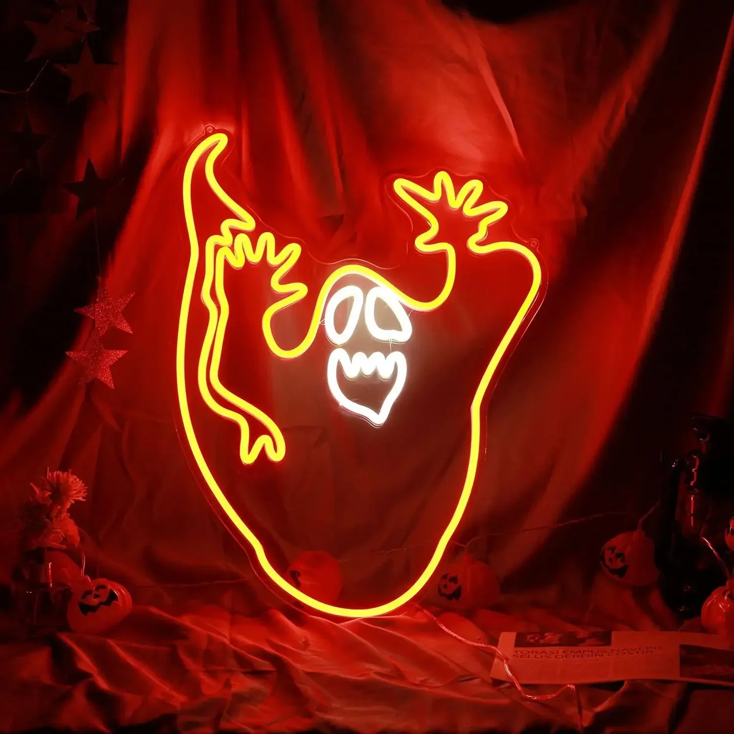 

Ghosts LED Neon Sign Wall Decorations LED Neon Lights Sign for Bedroom Halloween Birthday Man Cave Bar Party Decor