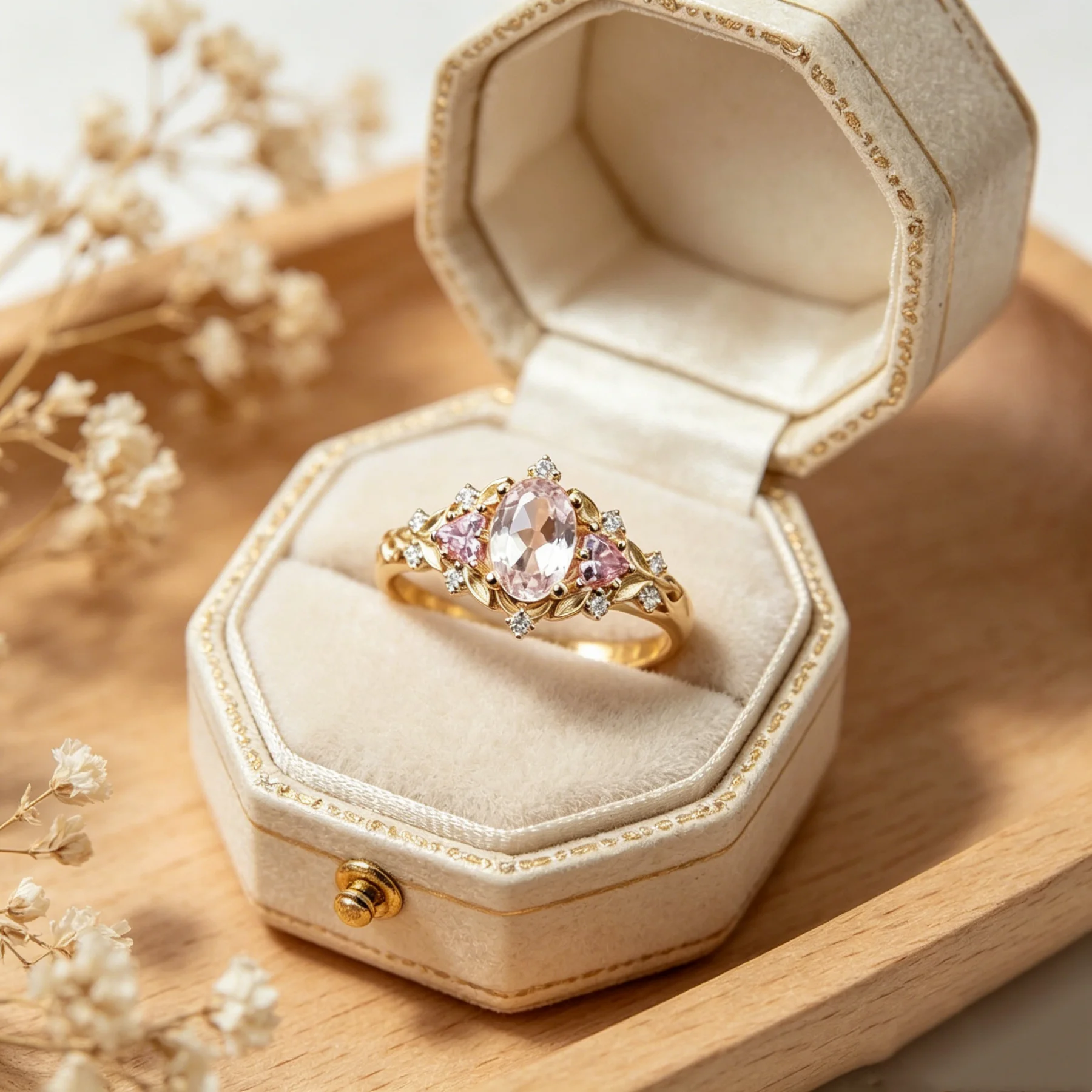 JK French-style Luxury Leaf-shaped Women's Ring, Perfect for Parties and Holidays, Women's Jewelry, Birthday Gift
