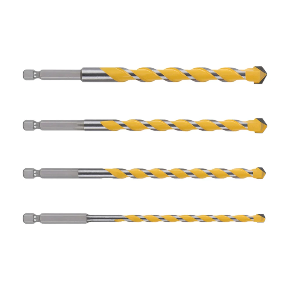 4pcs Cemented Carbide  Drill Bit Set 160mm Hex Shank Carbide Drill Bits For Class Tile Punching Tools