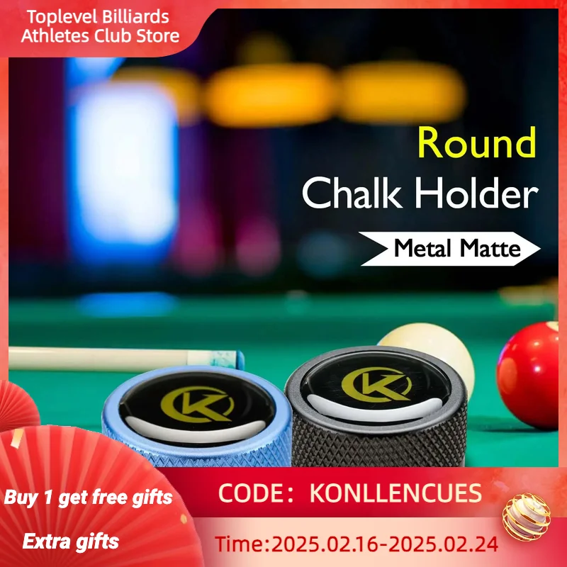 

KONLLEN Round Pool Cue Taom Chalk Holder-Portable Metal Cue Chalk Holder Case for Billiard Carom Cue Snooker Sports Accessories