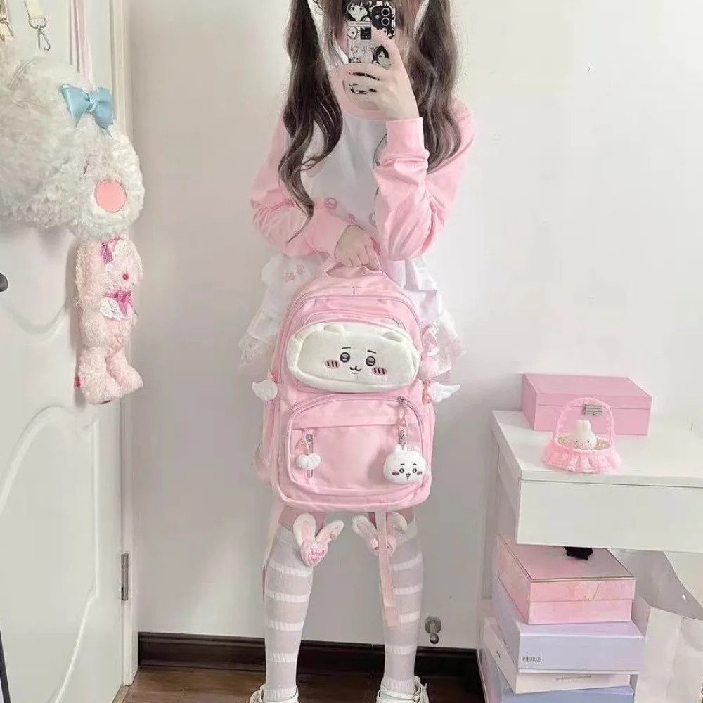 

Cute Cartoon Chiikawa Backpack Large Capacity High Aesthetic Usagi School Bag for College Students Daily Travel Lovely 2026 New