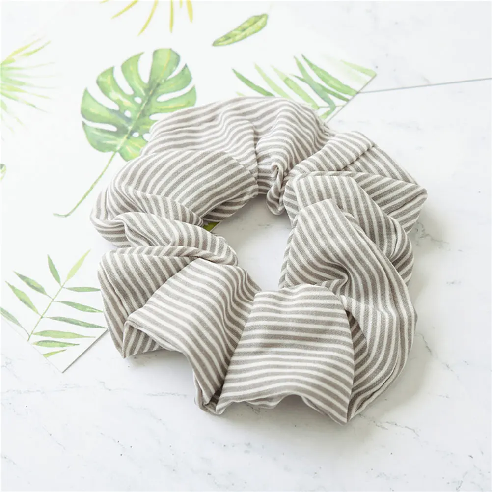 

6pcs Stripe Stretch Hair Ties Hair Rope For Women Girls Ponytail Holders Daily Wear Elastic Accessories Grey Light Blue Pink