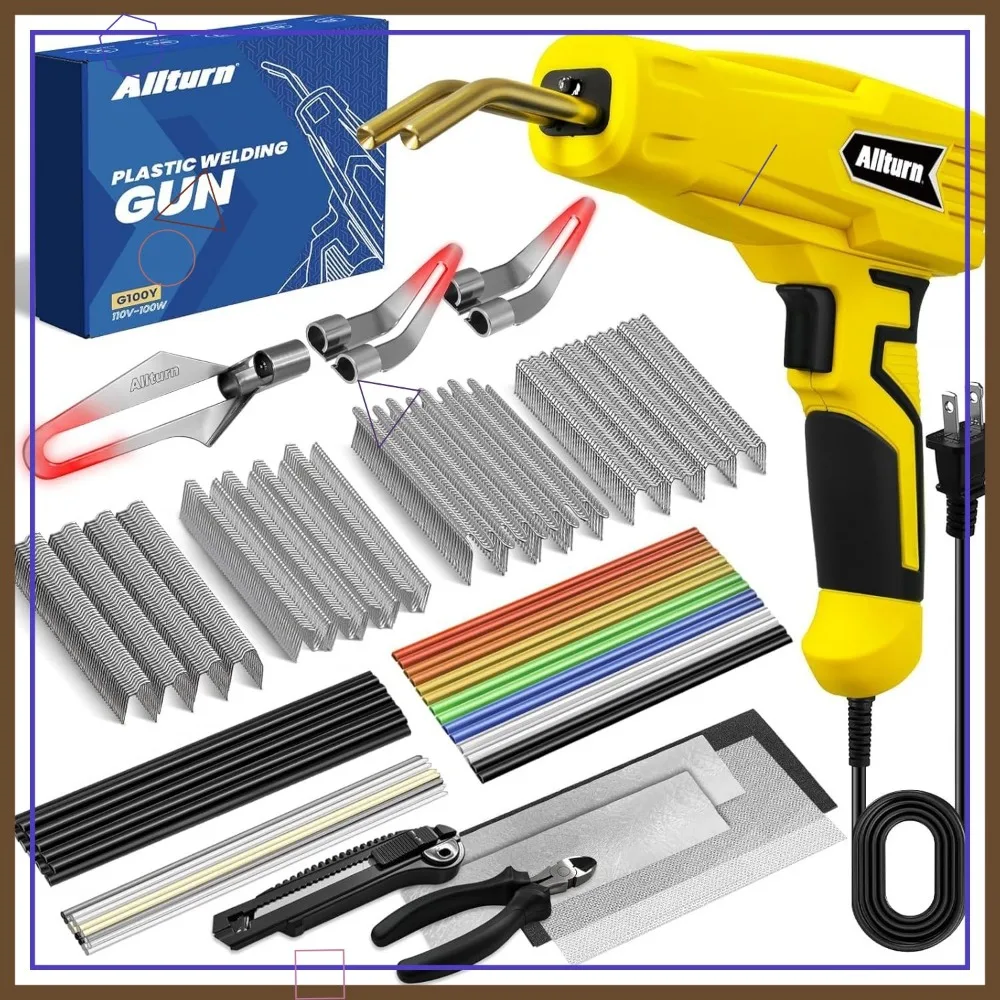 

2-in-1 Plastic Welding Kit with Hot Staples Gun, Car Bumper Repair Tool for Most Plastics, Includes Multiple Accessories