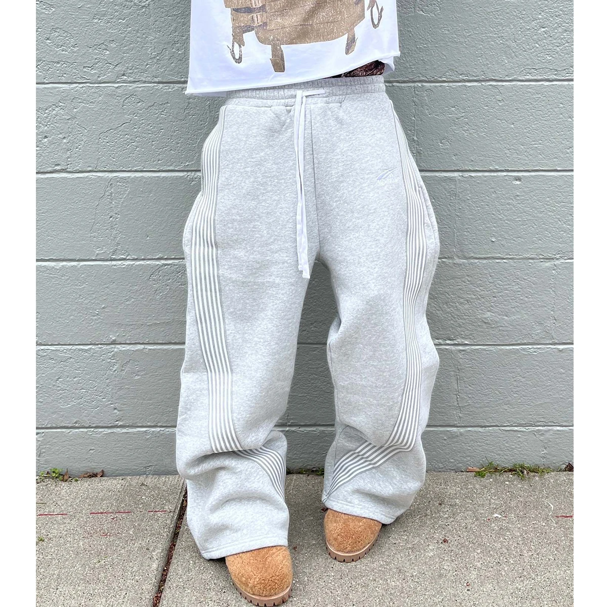 Women's Men's Casual Pants Y2k Embroidered Camouflage Jogging Harajuku Striped Drawstring Sweatpants Loose Straight Leg Pants