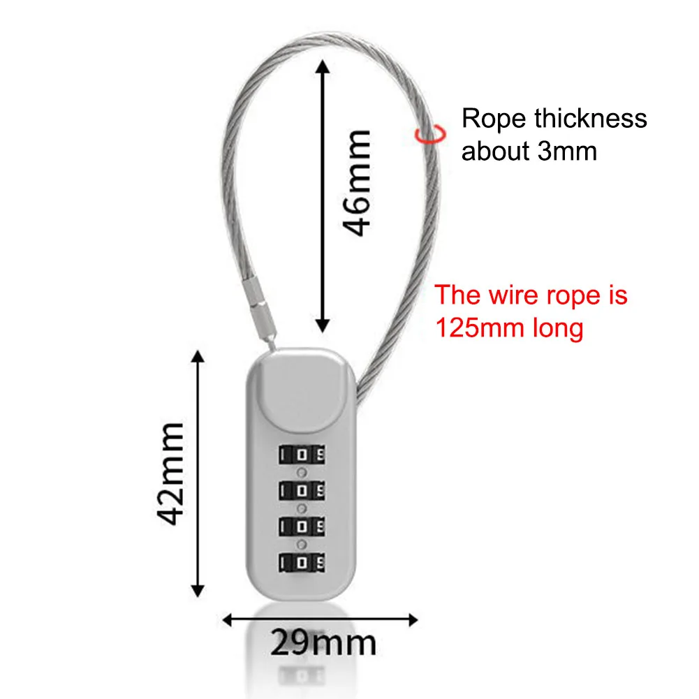 4 Digit Combination Padlock Anti-Theft Password Padlock Cabinet Steel Cable Password Lock Outdoor Travel Luggage Security Lock