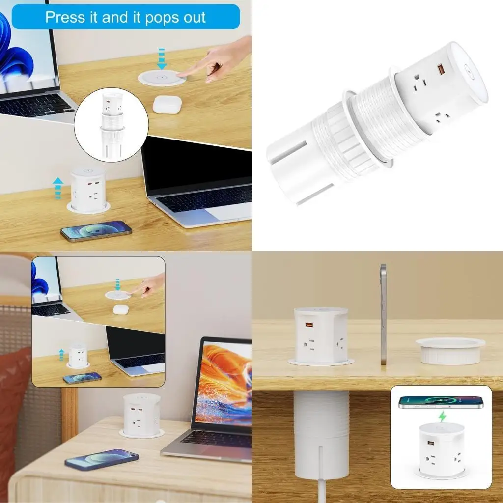 

R9UF Electric Lifting Socket Tabletops Retractable Outlet With USB Cordless Charging
